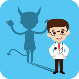 credentialing bad actors graphic doctor with devil shadow